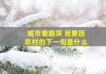 城市套路深 我要回农村的下一句是什么